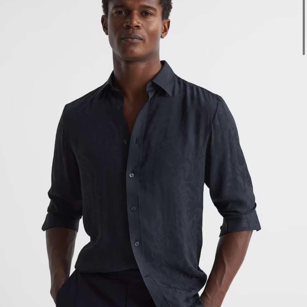 Reiss Jacquard Shirt in Navy